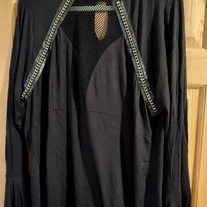 VENUS Black Blouse with Chain Detail